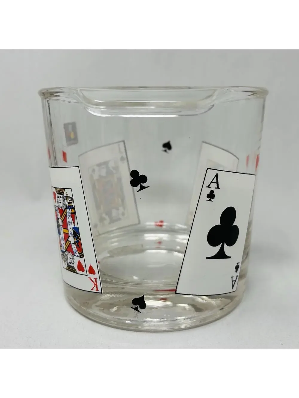 VTG Luminarc Card Party Ice Bucket MCM Glass Retro Poker Barware 6.5